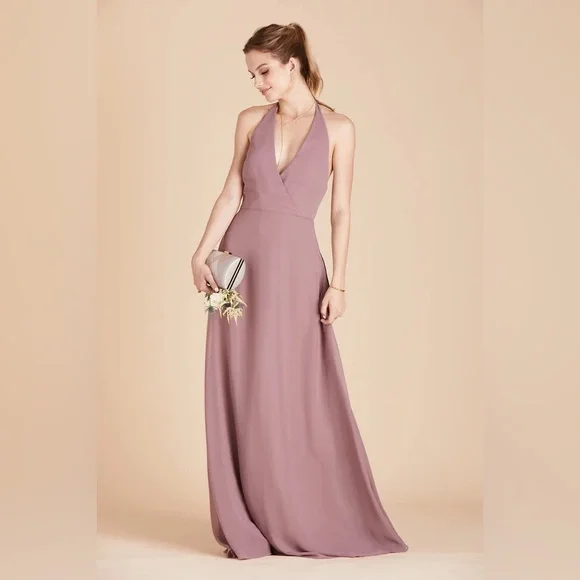 birdy grey moni dress BIRDY GREY Moni Convertible Halter Neck Chiffon Gown, Size X-Small in Dark Mauve at Nordstrom